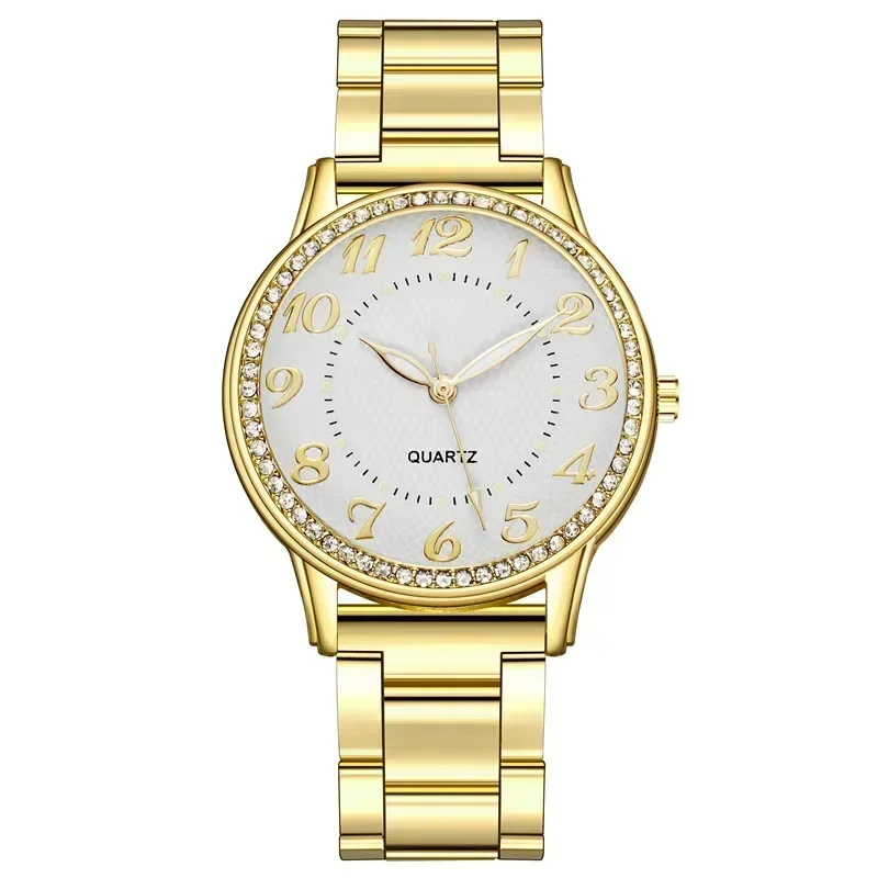 Reloj clásico de negocios para mujer, pulsera de reloj de cuarzo con esfera grande, de acero Simple, a la moda, novedad