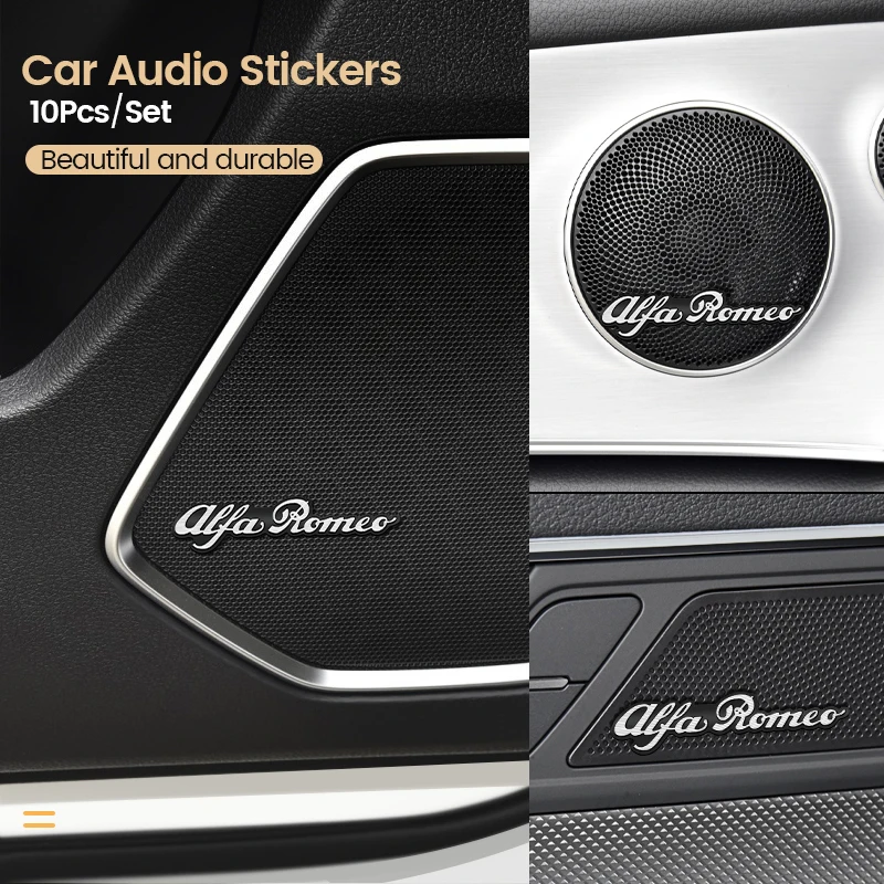 3D Hi-fi Speaker Stereo Speaker Aluminum Badge Car Audio Stickers For Alfa Romeo Giulietta 159 147 156 166 Mito Giulia GT ﻿