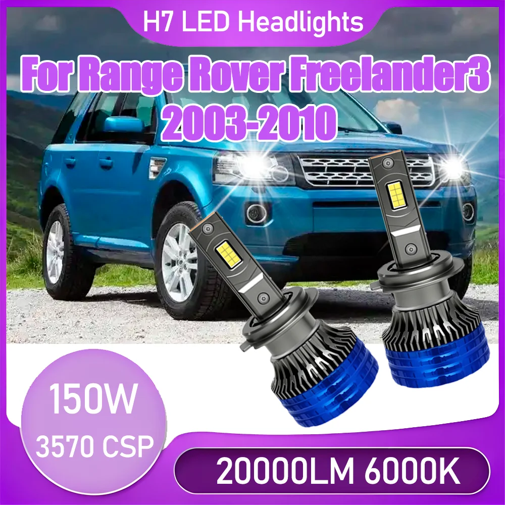 

2X H7 LED Headlights 20000LM Headlamps With double Copper tube turbo fan auto lights 150W For Range Rover Freelander3 2003-2010