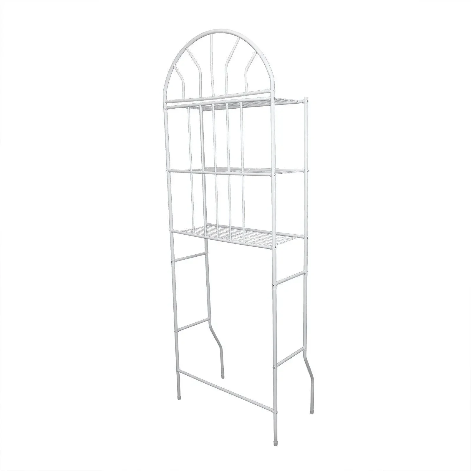 

3-Tier Bathroom Shelf Unit with 35.4" Clearance, 55lb Capacity, White Freestanding Metal Rack for Toiletries & Towels