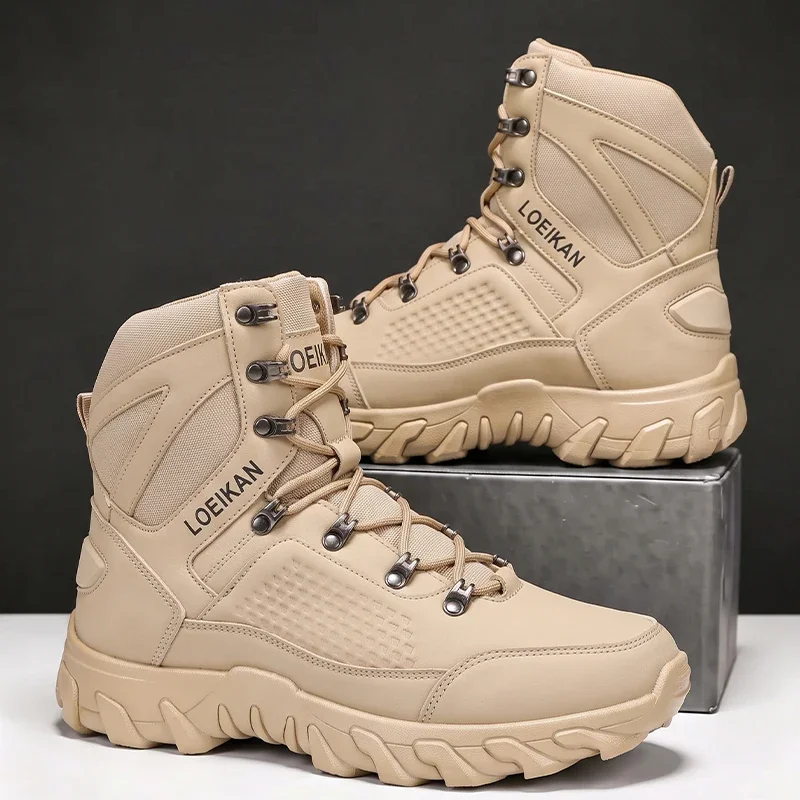 Herren High-Cut Taktische Stiefel PU-Mesh Rutschfeste Dicke Sohle Outdoor-Knöchelstiefel für Männer – Detail 4