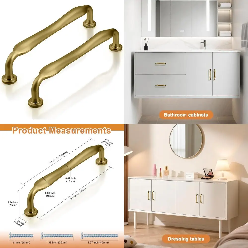 مقابض خزانة من سبائك الزنك والبرونز الشامبانيا مقاس 5 بوصة، ومراكز ثقب 128 مم، وأدراج خزانة المطبخ