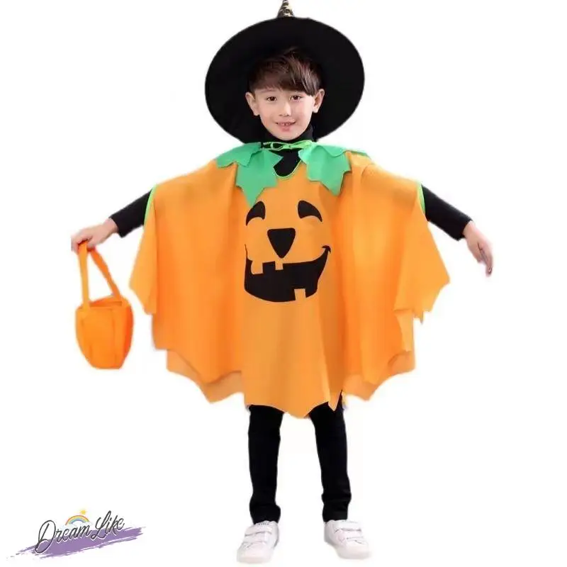 Halloween Pompoenkostuum Heksengewaad Kinderprestatie Outfit Kinderkamer Maskerade Par Bloemen Geheugen Zacht materiaal
