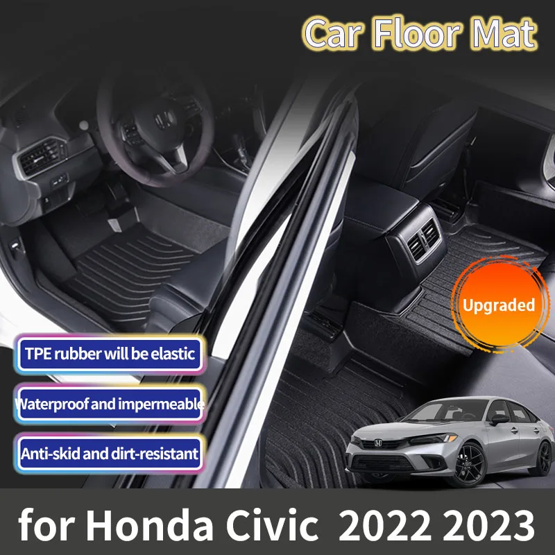 

Auto For Honda Civic 11 11th Gen LX Sedan 2022 2023 2024 Accessories Car Floor Mat Foot Panel Liner Carpet Pad Waterproof Mats