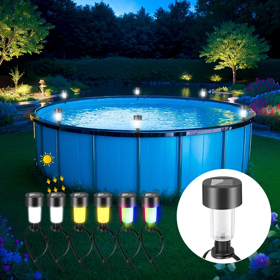 

Солнечная светодиодная лампа для бассейна, материал PP + ABS, простая установка солнечной лампы для бассейна, лето для плавания и наружного украшения, IP44, водонепроницаемая