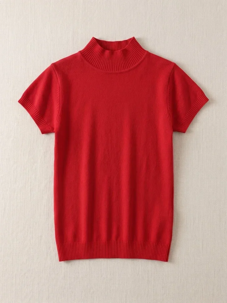 Modischer Einfarbiger Pullover Koreanischer Rollkragen Damen T-Shirt Lässige Vielseitige Oberteile 2026 Sommer Herbst Elegante T-Shirts – Detail 8
