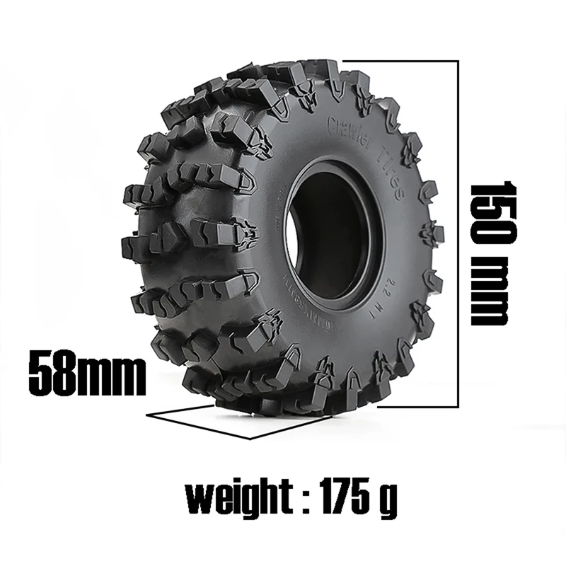 RC Car 150*58MM 2.2 Inches Tires Oversized Rubber Climbing Tires For 1:10 RC Car Axial SCX10 90046 AXI03007 D90 Traxxas TRX-4