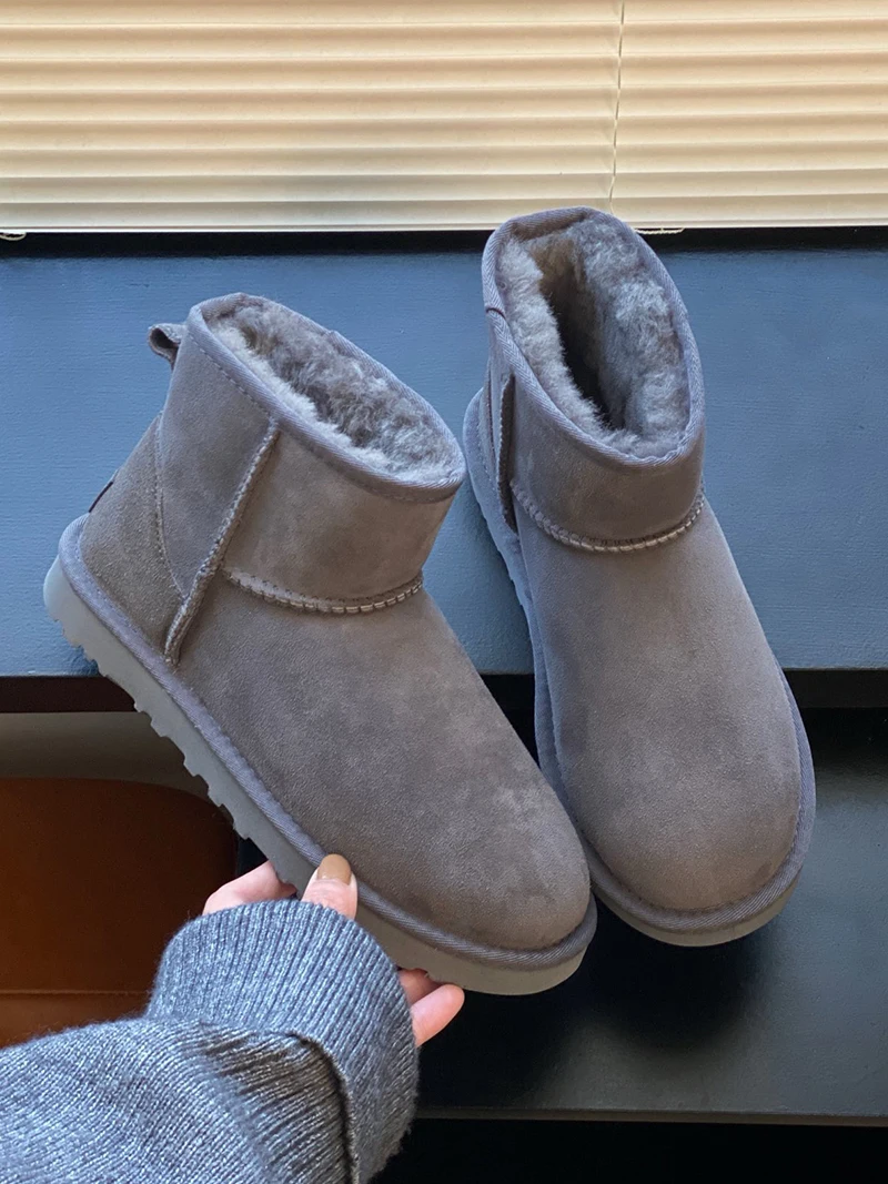 2025 شتاء جديد كلاسيكي الترا منصة صغيرة أحذية بوت قصيرة مع الفراء والفراء التكامل جلد طبيعي حذاء الثلج عالي الرقبة دافئ للنساء #4