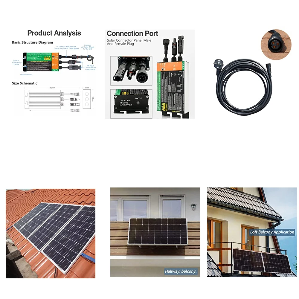 800W Glass Solar Panel Photovoltaic Panel Solar System Balcony Home for Socket 220v 230v Micro Inverter On Grid Solar PV System