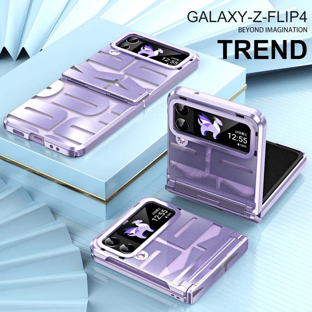 

For Samsung Galaxy Z Flip 5 Case Hinge Fashion Star Mechanical Plating Clear Shockproof Protection Cover Z Flip 4 3 Phone Cases