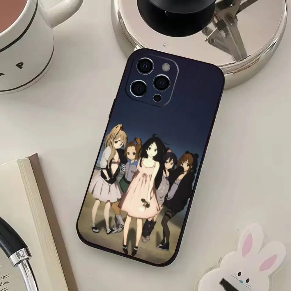 Funda de teléfono Anime K-K-ON Akiyama Mio para iPhone16,15,14,13,12,11Pro Max, funda negra de silicona suave 1G
