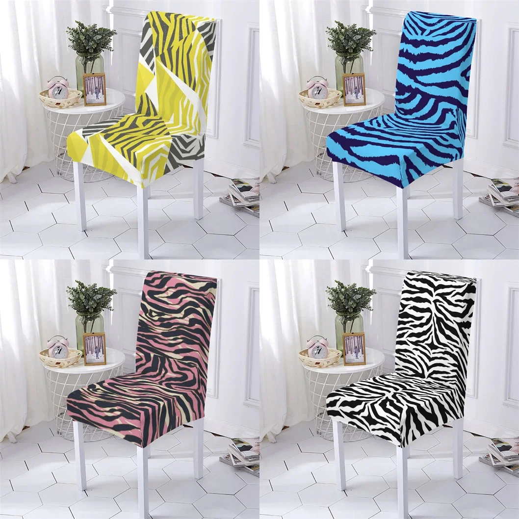 Leopard Print Spandex Stretch Chairs Covers Dining Polyester Elastic Washable Seat Covers Home Spandex Elastic Chair Slipcover