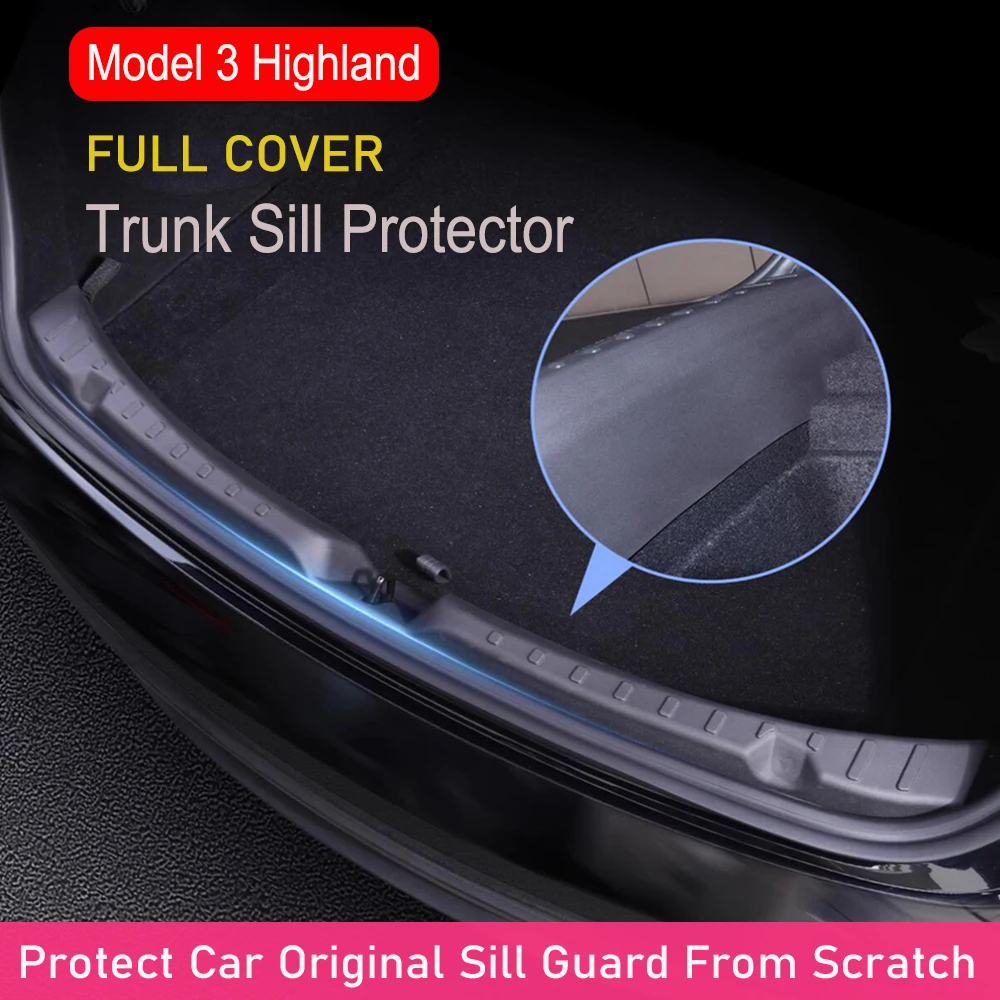 Trunk Sill Protector for Tesla Model Y Model 3 Highland Rear Bumper Guard Cover Organizer Mat Cargo Pad Anti-scratch Accessories