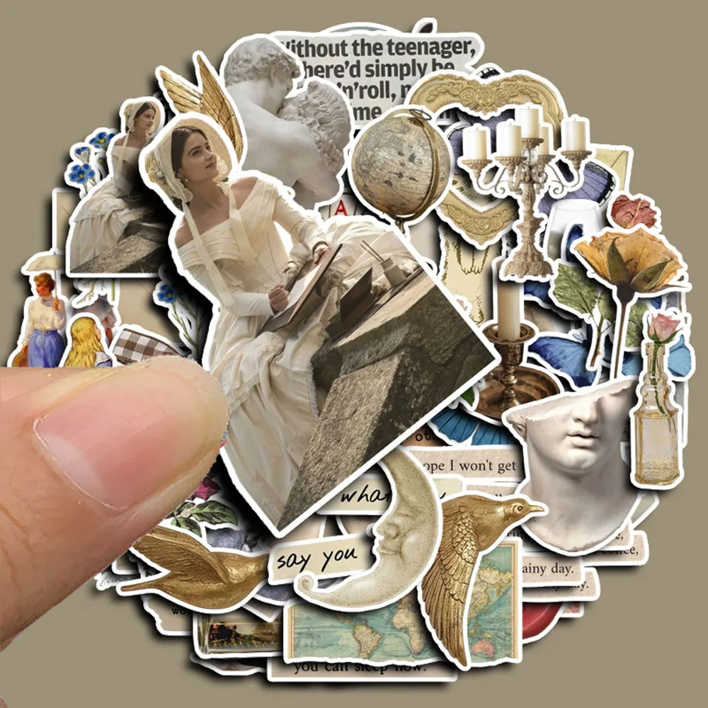 

50PCS Retro Art Plaster INS Style Decorate Stickers DIY Phone Case Laptop Luggage Skateboard Graffiti Decals Fun for Toys Gifts