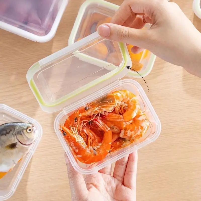 Food Storage Box Single Snap-On Cover Portable Compartment Refrigerator Freezer Organizers Sub-Packed Meat Onion Ginger