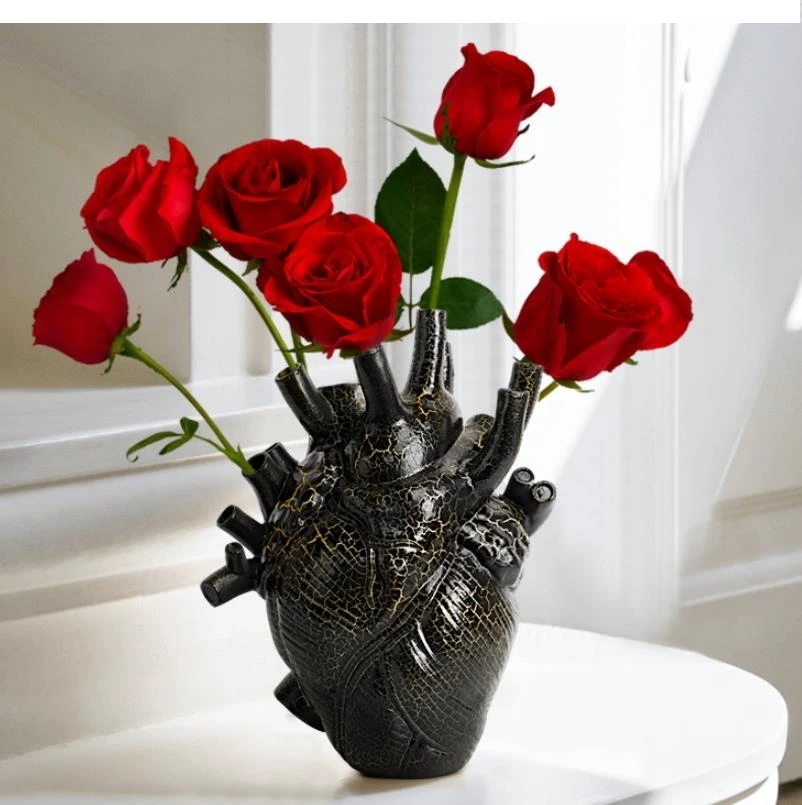 Home Decoration Heart Shaped Vase, Anatomical Simulation Container, Dry Flowerpot, Art, Body Sculpture, Desktop