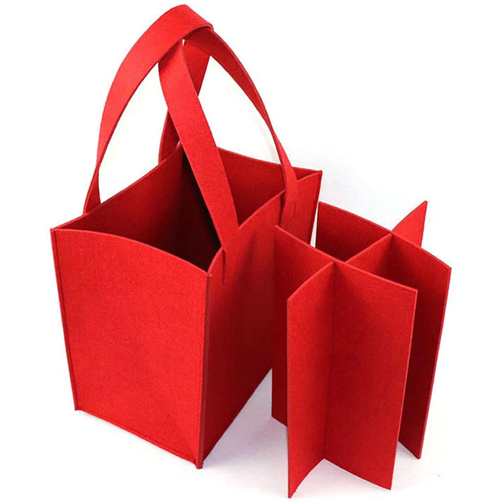 

Bag Reusable Felt Storage Tote Party Decorative Practical Divided Beer Bottle Gift