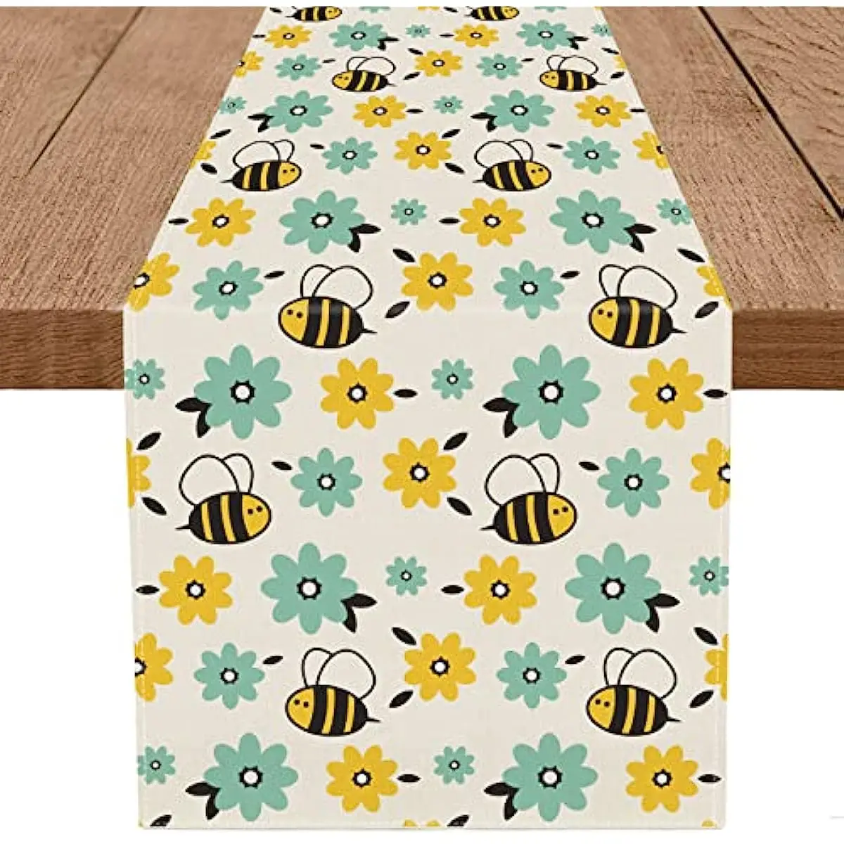 

Summer Bee Flower Table Runner Seasonal Dresser Home Kitchen Dining Table Party Decor Spring Party Tablecloth Wedding Decoration