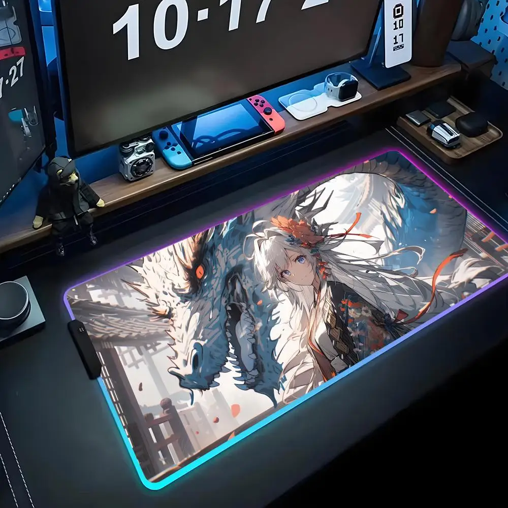 

Коврик для мыши doragon Girl RGB Gaming Mousepad Большой светодиодный коврик для ПК Настольный коврик Светящийся коврик для мыши Большие коврики для клавиатуры Настольный коврик с подсветкой