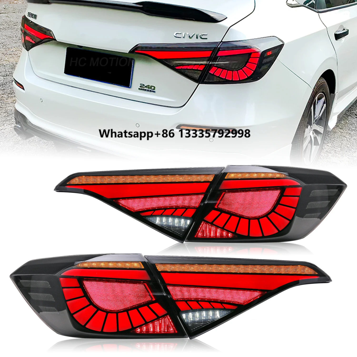 

HCMOTIONZ Factory LED Rear Lamps Car Assembly Accessories 2022 2025 DRL Sedan Tail Lights for 11th Gen