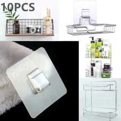 10Pcs Transparent Traceless Hook Multifunctional Wall Mounted Hooks Without Punching Bathroom Kitchen Shelf Patch Accessories