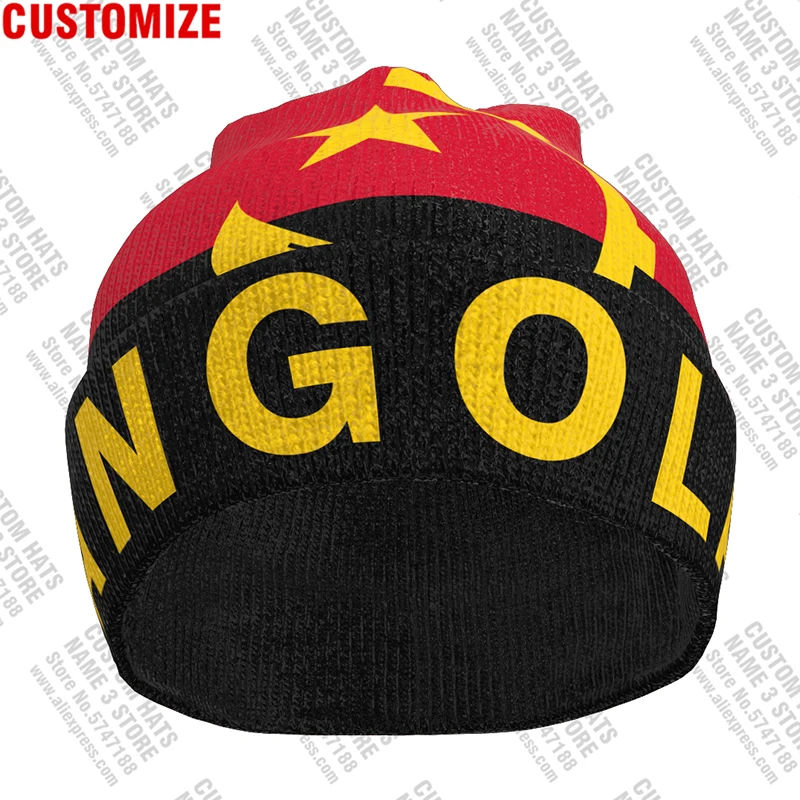 Angola Knitted Hat Free Custom Made Name Winter Cold Pullover Angolan Portuguese Ago Flag Knit Keep Warm Caps Ao Hip Hop Beanies