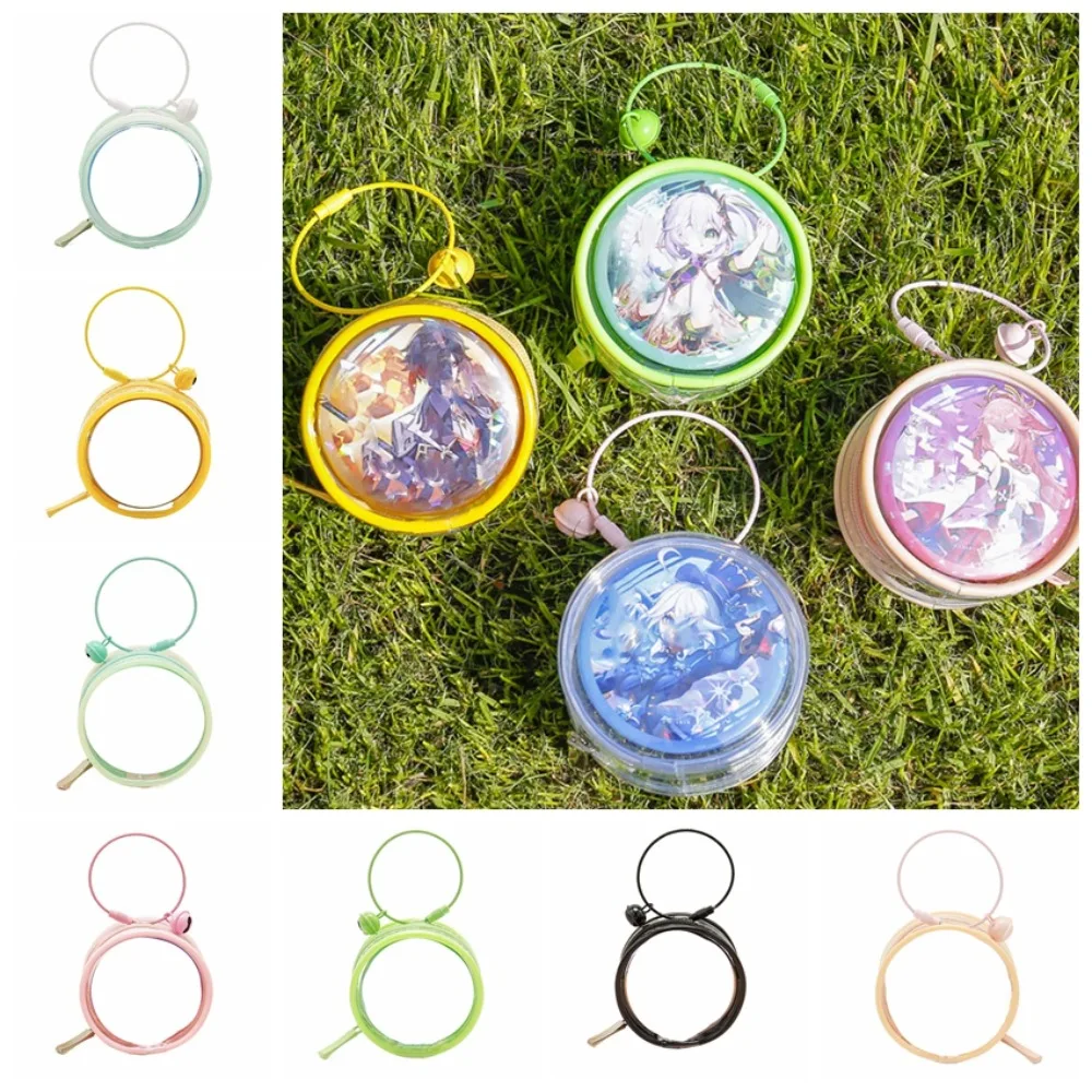 Étui de protection en PVC transparent pour badge rond, sac de rangement en poudre, porte-clés, présentoir à deux côtés, sac d'extérieur transparent, cadeaux