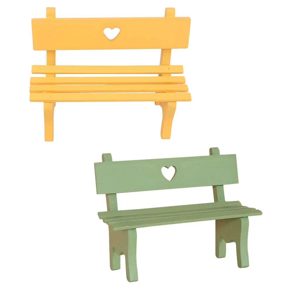 

2Pcs Miniature Wood Bench Creative Delicate Details Modern Style Mini Prop for Park Yard Scene Miniature Bench