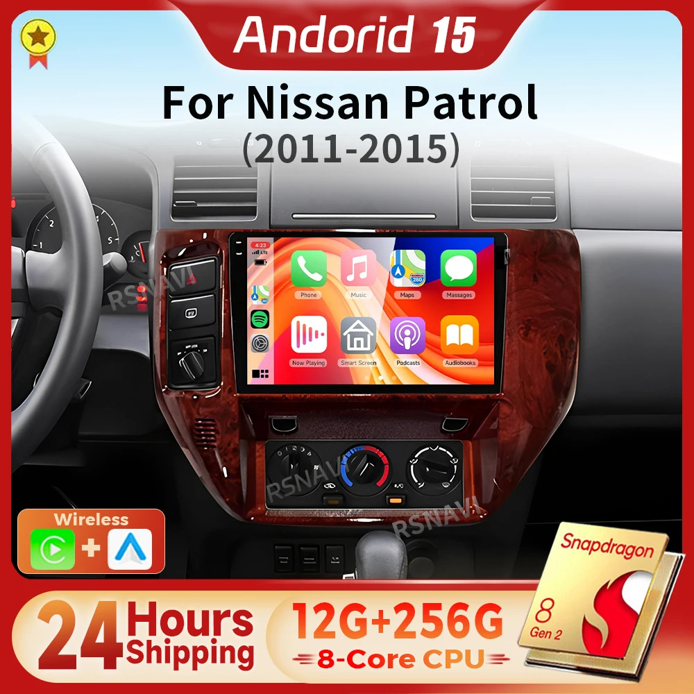 

Snapdragon Android 15 Carplay Auto GPS BT Автомобильный радиоприемник BT Мультимедийный плеер для Nissan Patrol 2004-2021 Стерео 24-часовая доставка