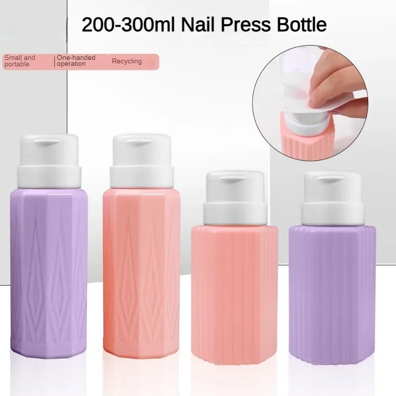 

200/300ML Push Down Pump Dispenser Empty Push Top Bottles for Nail Polish Makeup Remover Alcohol Hand Pumping Press Container