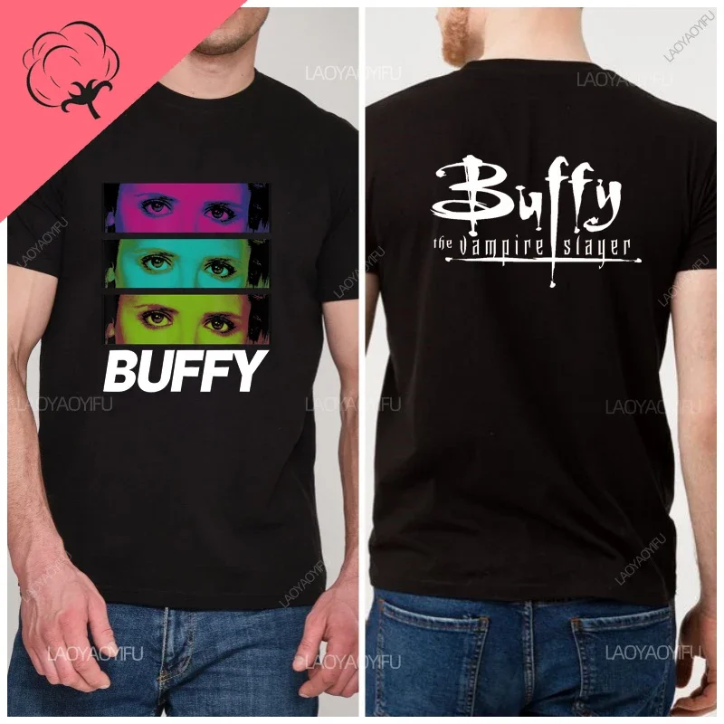 لوك بيري المرأة تي شيرت بافي قمصان رجالية قاتل مصاص الدماء الشارع الشهير 100% القطن مانغا Y2k ملابس رجالي قصيرة الأكمام المحملة