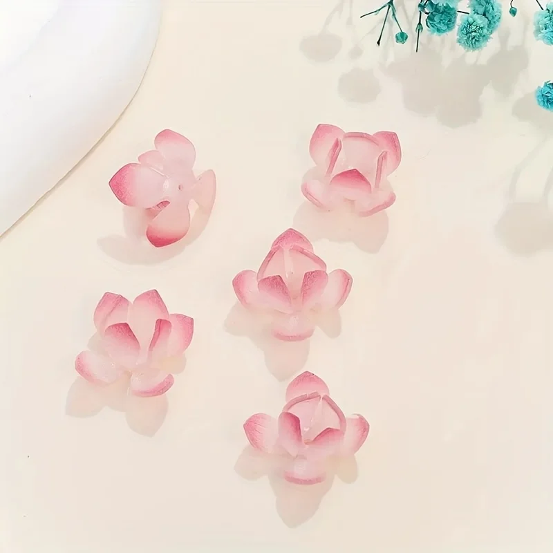 5Pcs Summer Lotus Acrylic Beads, DIY Beading Accessories for Vintage Hairpin, Bracelet, Earrings & Jewelry Making