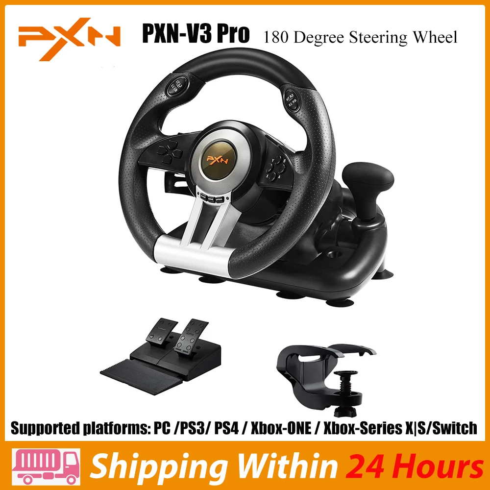 PXN V3 Pro Gaming Racing Wheel Volante PC Steering Wheel Racing Game 180° for PC Windows/PS3/PS4/Switch/Xbox One/Xbox Series X/S