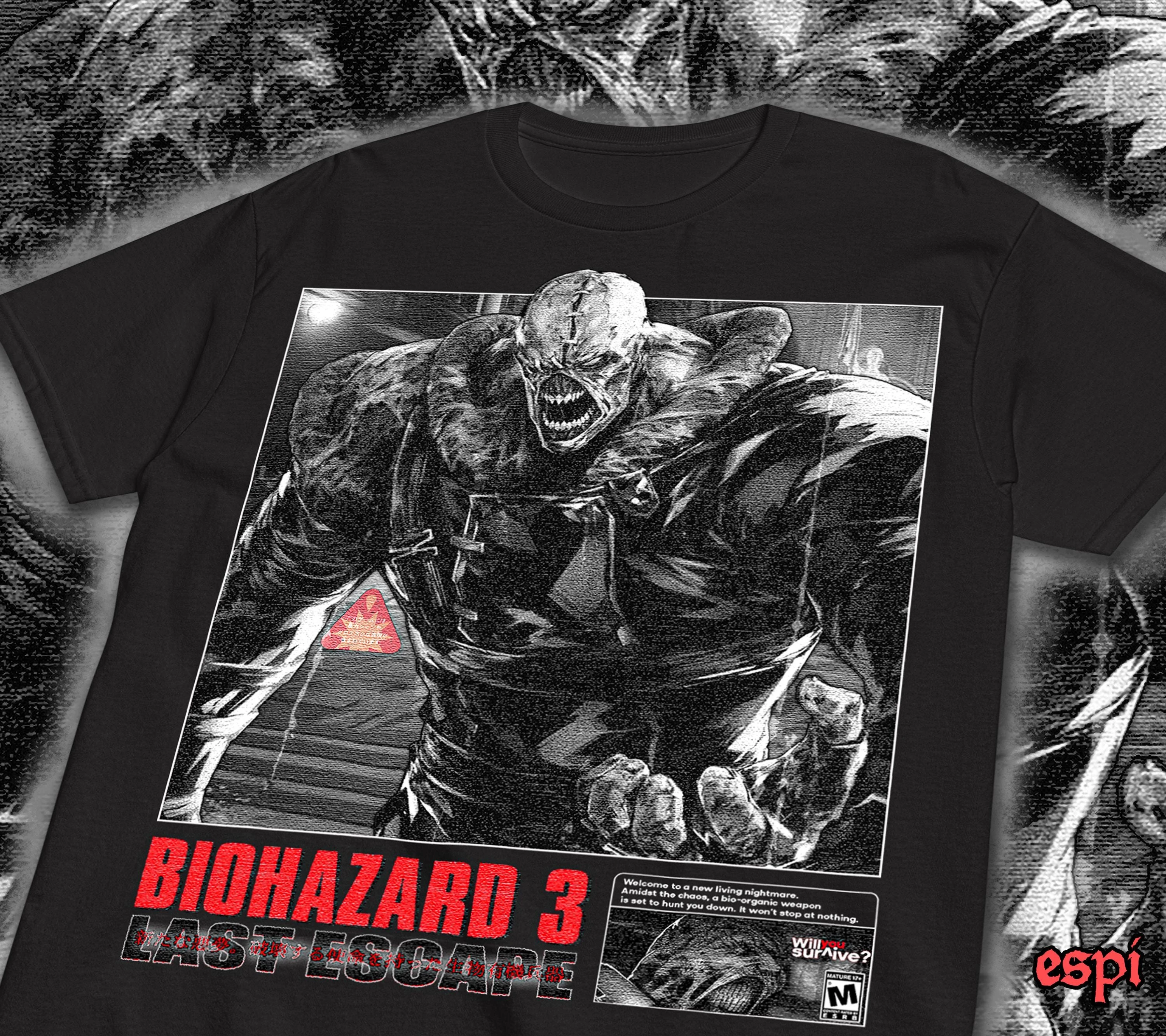 Resident Evil 3: Revenge of The Gods T-shirt: Survival Horror Game, Peripheral Movie Style T-shirt, Daily Wear, Printed T-shirt
