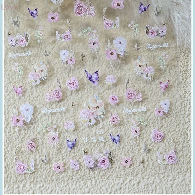 1 قطعة 5D تنقش الزهور مسمار ملصقات ذاتية اللصق بتلات السحر لمسمار الفن الديكور مانيكير تصميم اكسسوارات #4