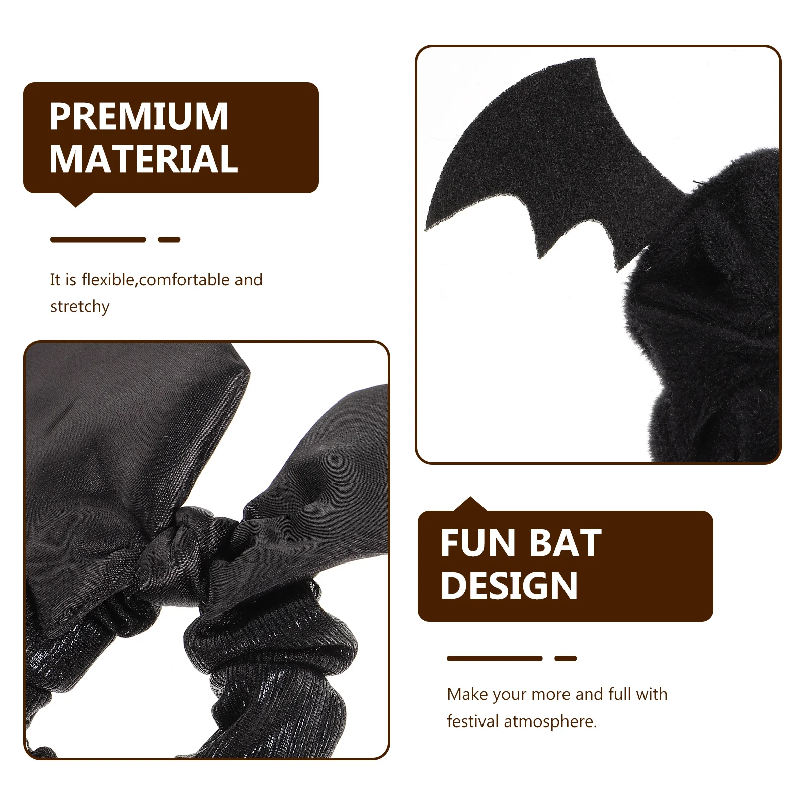 

3pcs Halloween Ties Elastic Ponytail Holders Bat Design Creative Hair Scrunchies For Women Girls Party Accessories Halloween