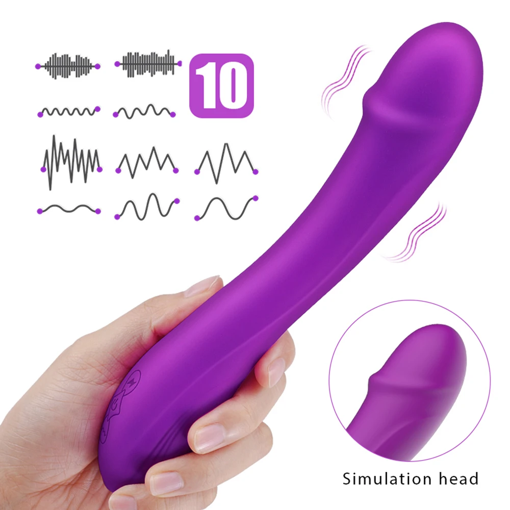 Powerful Dildo Vibrator Sex Toys with Climax Button Solf Silicone 10 Vibration Vagina Massager Female Masturbation Sexy Device