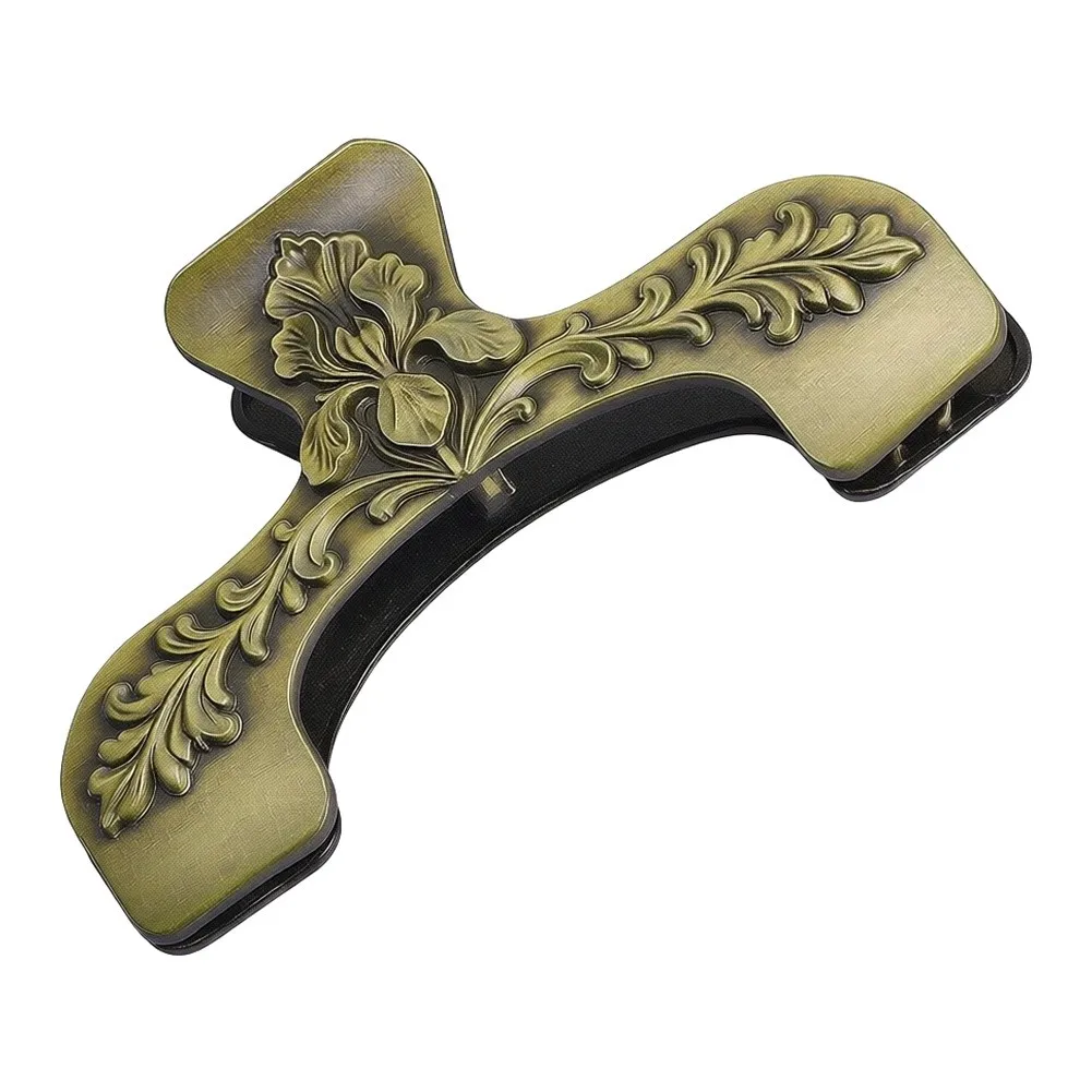 Vintage Floral Metal Page Holder Hands-Free Book Clip Polished Brass Finish 12x7cm Zinc Alloy for Study Cooking Organization