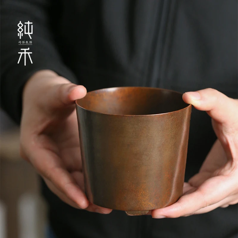 

Retro Handmade Pure Copper Jianui Japanese Sle Tea Waing Cup Home Use Tea Wastebasket Kung Fu Tea Accories
