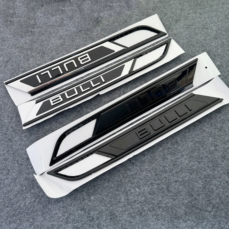 2 piezas/par, nuevo emblema lateral de ABS BULLI plateado y negro para guardabarros de Multivan, accesorios de estilo para coche
