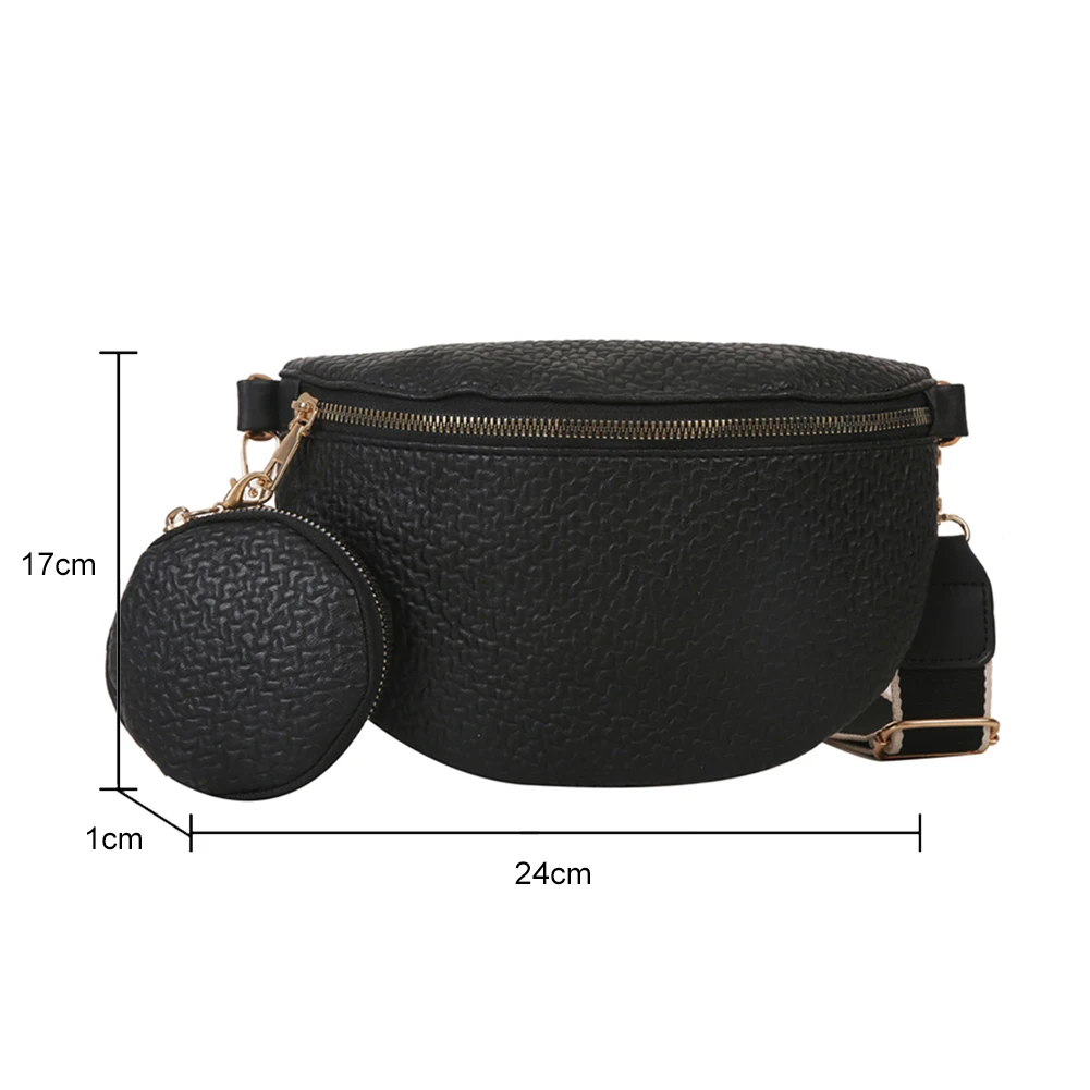 Fashion Women Pu Shoulder Bags Solid Color Designer Ladies Crossbody Bags with Small Coin Purse Wide Strap for Travel Shopping