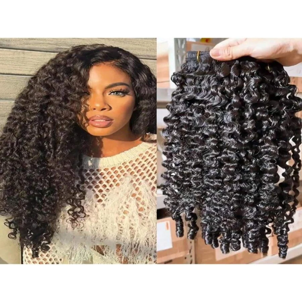 Extensions de Cheveux Humains Bouclés Birmans, Couleur Naturelle, Ondulations Profondes et Ondulations d'Eau, Cheveux Vierges Non Traités