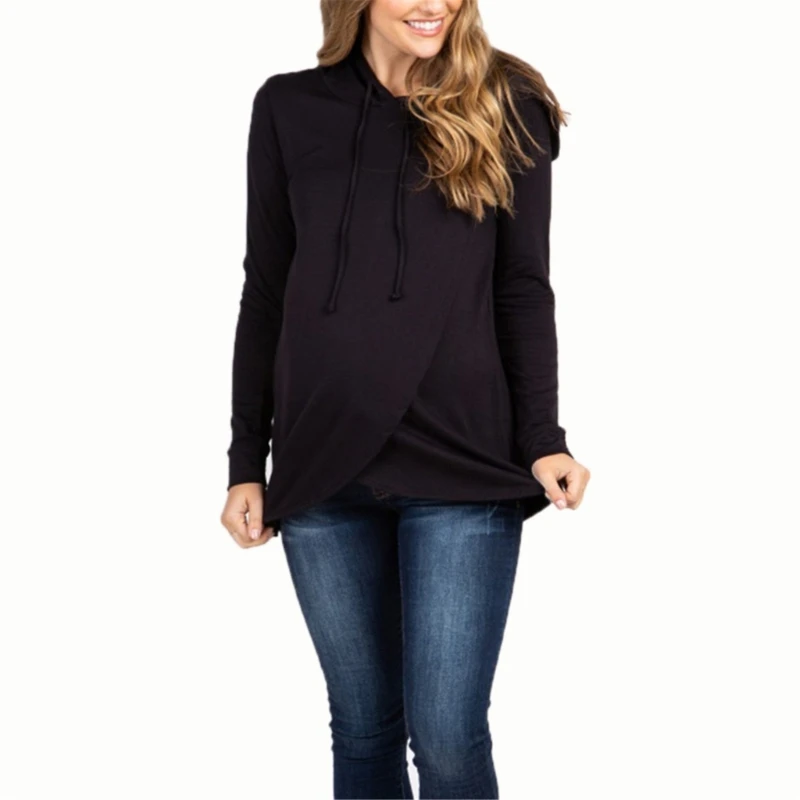 Picture 5: Maternity Sweatshirt Adjustable Drawstring Loose Pregnancy Hoodie With Pockets A2UB