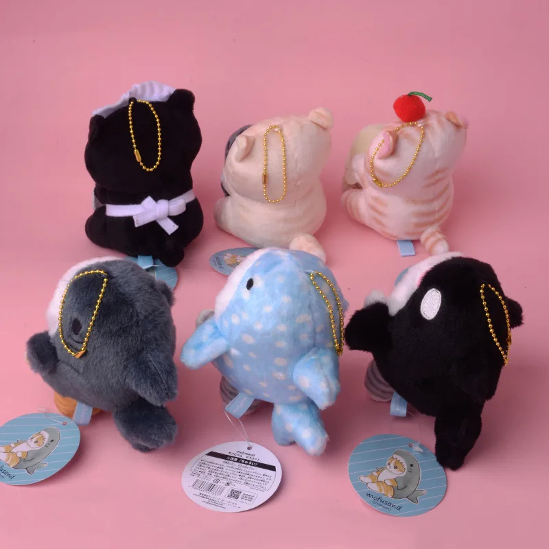 أحدث اليابانية لطيف Mofusand القرش القط أفخم لعب Kawaii المفاتيح الكرتون على ظهره قلادة صغيرة الديكور الفتيان هدايا عيد