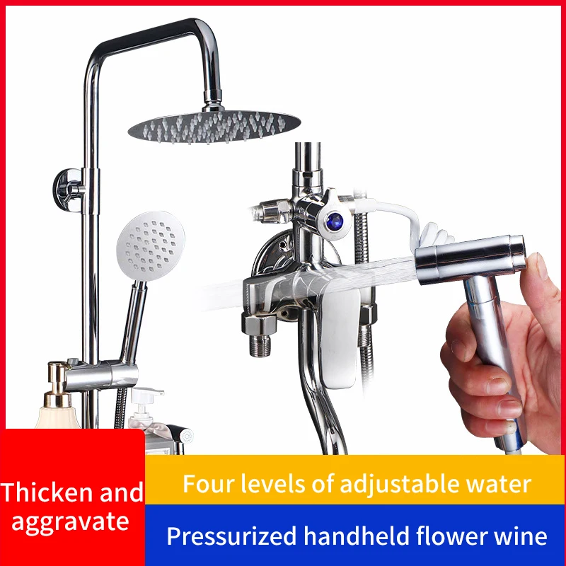 

Surface Mounted Brass Shower Faucet Valve Hot And Cold Mixer Bathroom Taps Showers Switch Angle Valve Shower Head