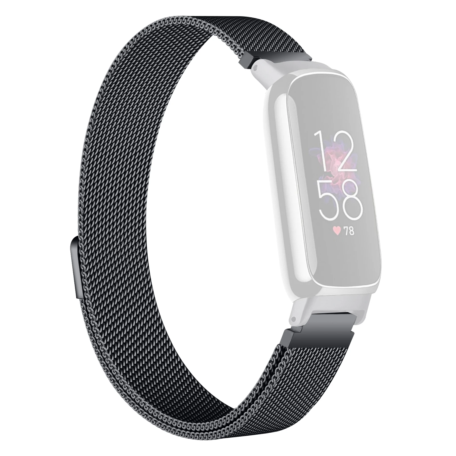 

Металлический ремешок для Fitbit Inspire 3, магнитный ремешок для часов из нержавеющей стали с миланской сеткой - черный