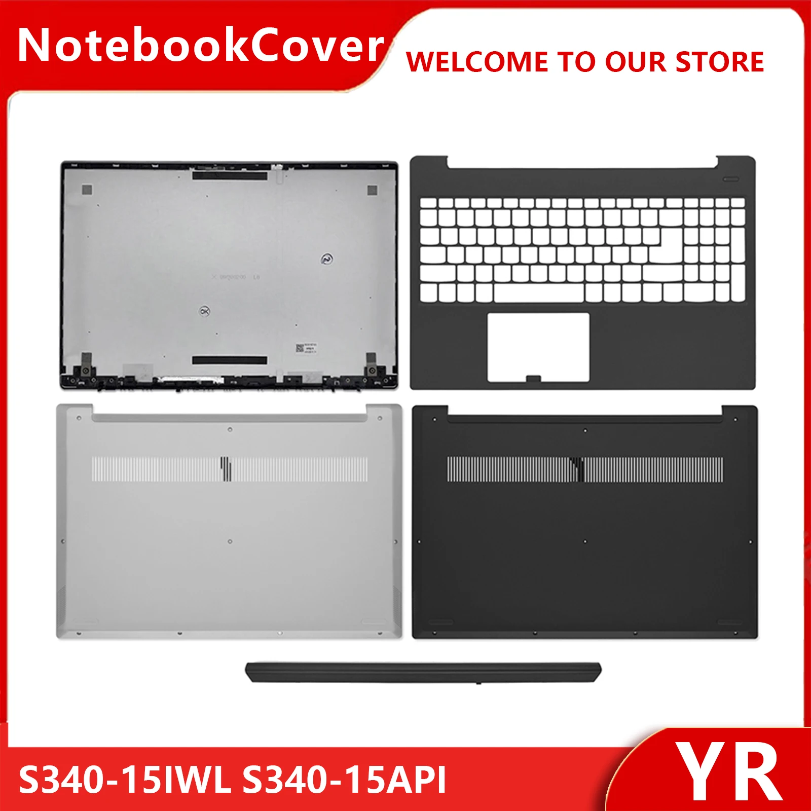 

NEW For Lenovo IdeaPad S340-15IWL S340-15API S340-I5IIL Laptop LCD Back Cover Front Bezel Palmrest Bottom Case Replacement hinge