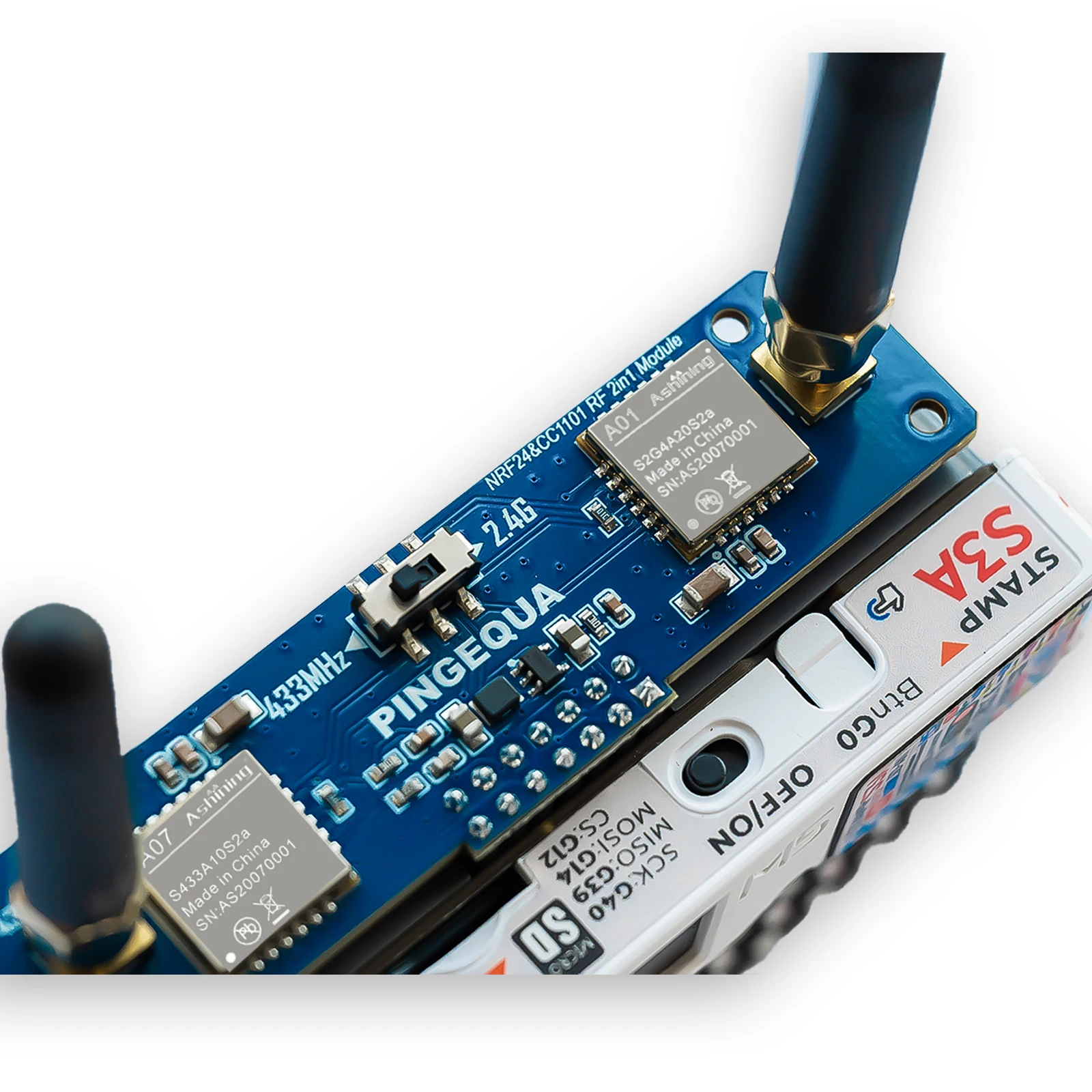 2-in-1 RF Development Board for M5Stack Cardputer ADV, Compatible with NRF24 & CC1101, Stable 2.4GHz & 433MHz Learning Module