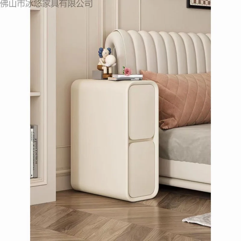 Small Narrow Bedside Table Cream Bedside Table Light Luxury French Small Ultra-narrow Crevice 20cm Mini Modern