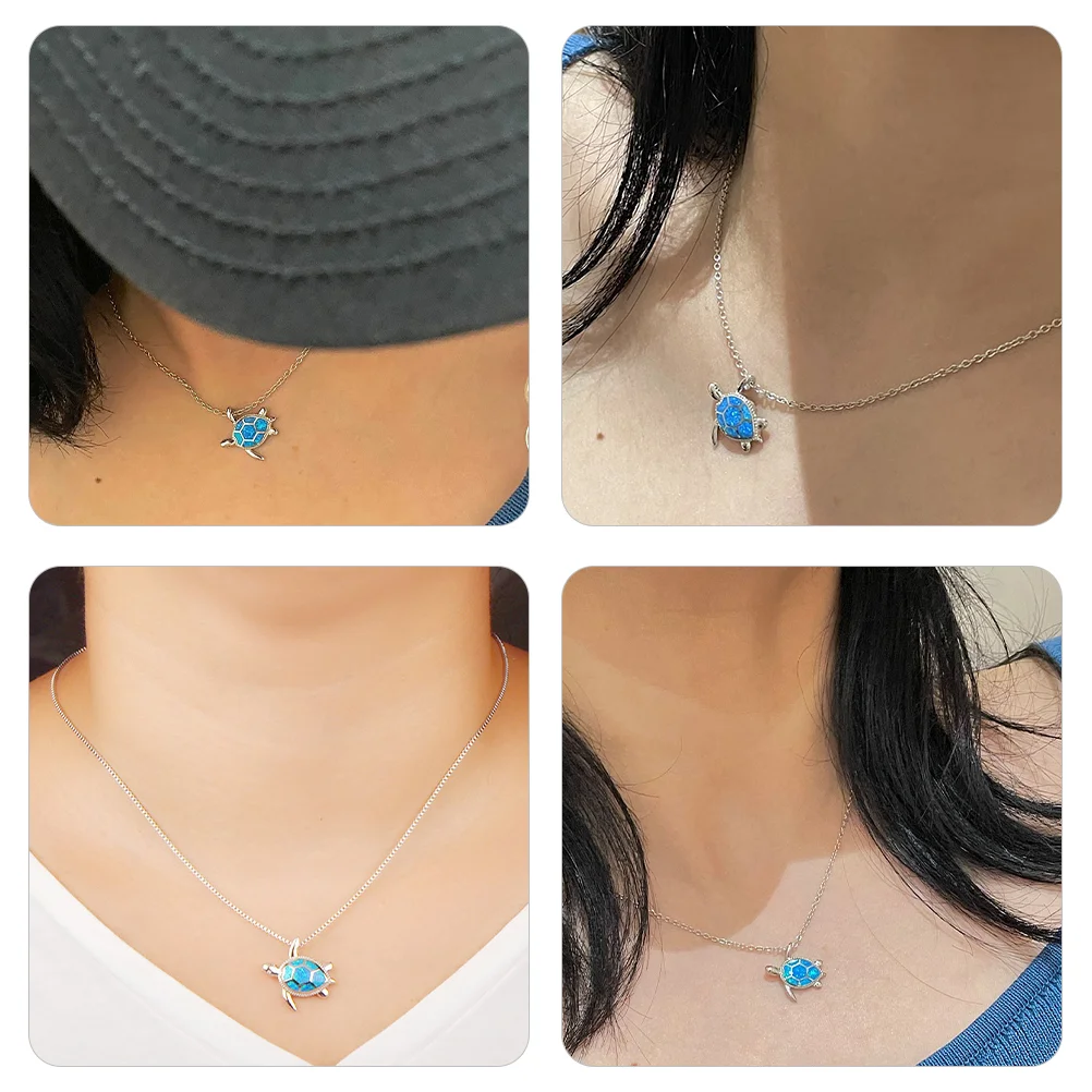 Turtle Pendant Necklace Blue Fashionable Creative Gifts Chain For Party Fine Miss